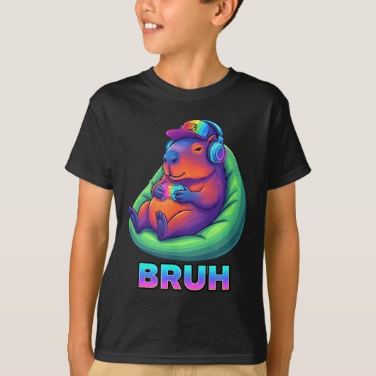 T-shirt Funny Capybara Bruh Video Games Lovers (Devant)