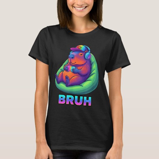 T-shirt Funny Capybara Bruh Video Games Lovers (Devant)
