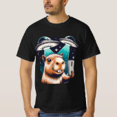 T-shirt Funny Capybara, Capybara Selfie avec OVNI (Devant)