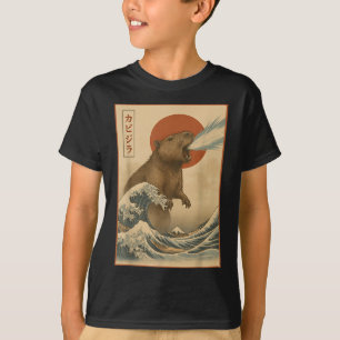 T-shirt Funny Capybara Japonaise Vague Capyzilla Garçons F