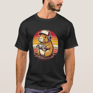 T-shirt Funny Capybara Jeux Vidéo Retro