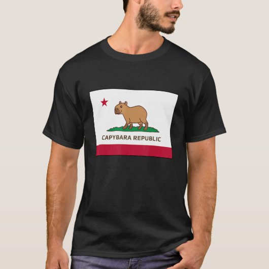 T-shirt Funny Capybara Republic California Flag (Devant)