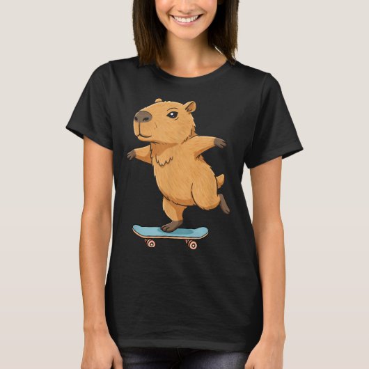 T-shirt Funny Capybara Skater Skateboard Ballerina Zoo Boy (Devant)