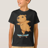 T-shirt Funny Capybara Skater Skateboard Ballerina Zoo Boy (Devant)