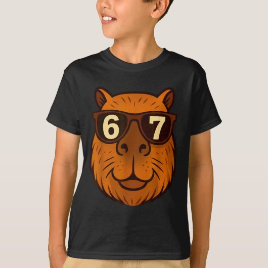 T-shirt Funny Capybara Sungles 67 Six Seven Meme (Devant)