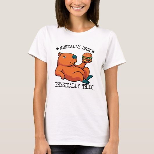T-shirt Funny Capybara Thicc Meme (Devant)