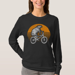 T-shirt Funny Capybara vélo d'équitation Retro Capibara vé