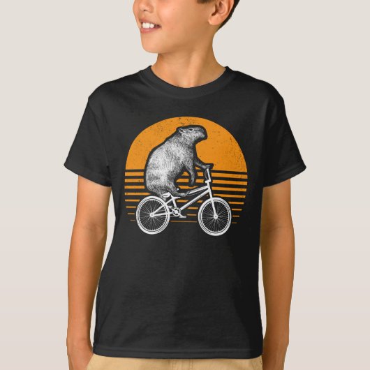 T-shirt Funny Capybara vélo d'équitation Retro Capibara vé (Devant)