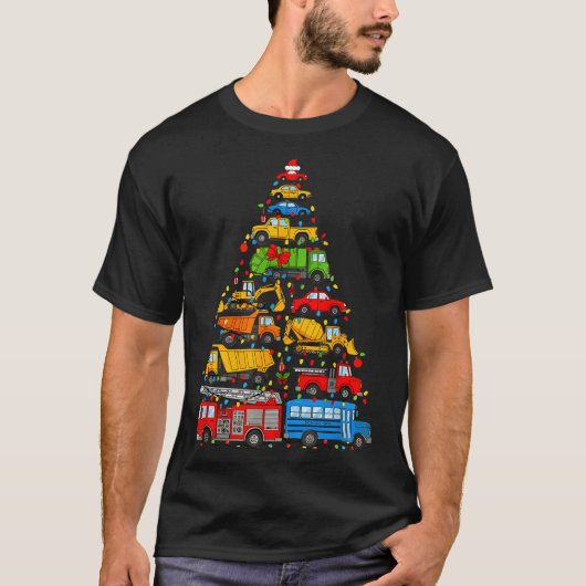 T-shirt Funny Car Christmas Tree Xmas Light Boys Kids Todd (Devant)