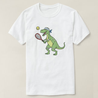 T-shirt  Funny Cartoon T-Rex Playing Tennis Dinosaur