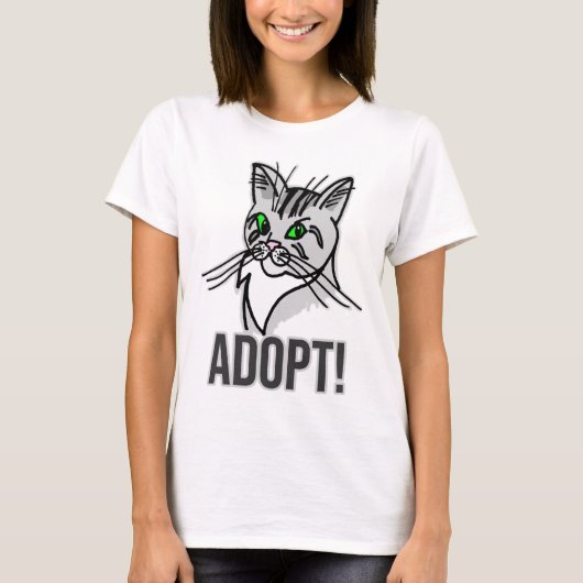 T-shirt Funny Cat Adopter (Devant)