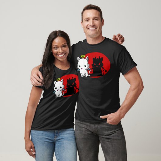 T-shirt Funny Cat Angel Outside Devil Inside Comic Shirt (Unisexe)