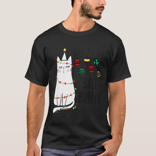 T-shirt Funny Cat Ball Buster Christmas Humor (Devant)