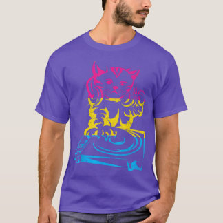 T-shirt Funny Cat DJ Music LGBT Panseual Flag Pan Pride Pa