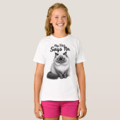 T-shirt Funny Cat Face Illustration – Minimal Cute Cat Art (Devant entier)