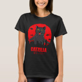 T-shirt Funny Cat Japanese Themed Catzilla Monster (Devant)