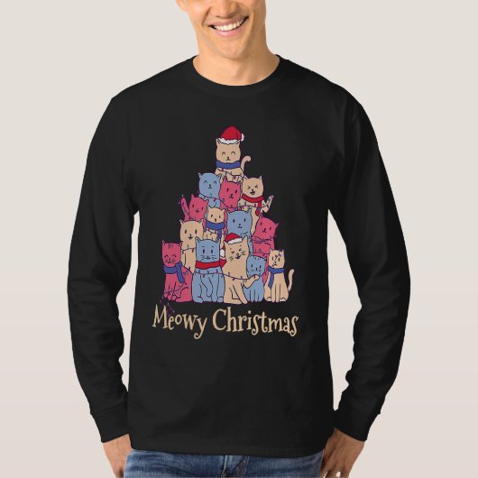 T-shirt Funny Cat Lover Meowy Catmas Chirstmas  Cat Tree (Devant)