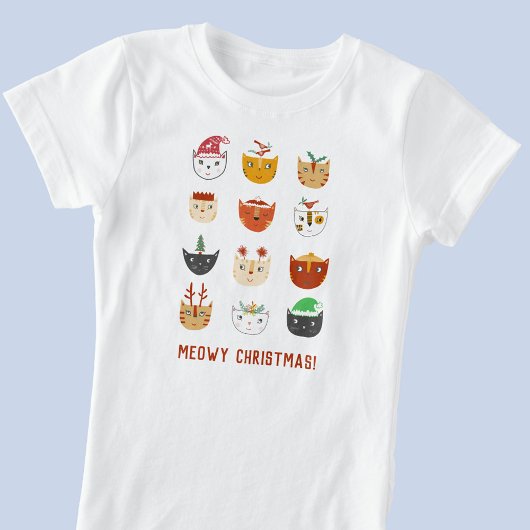 T-Shirt Funny Cat Meowy Noël