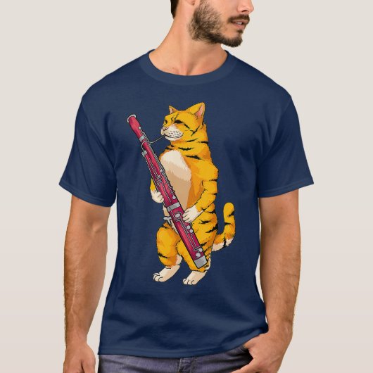 T-shirt Funny Cat Playing Bassoon Cool Animal Lover (Devant)