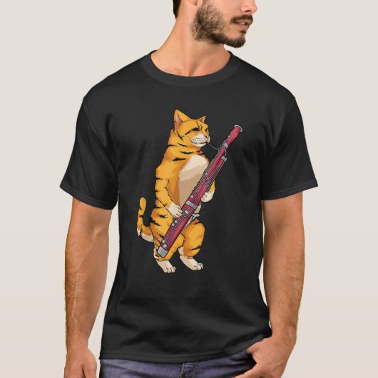 T-shirt Funny Cat Playing Bassoon Cool Animal Lover Musici