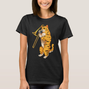 T-shirt Funny Cat Playing Trombone