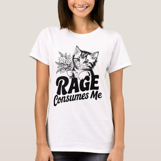 T-shirt Funny Cat Rage Me Consume (Devant)