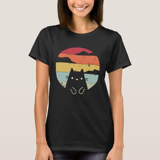 T-shirt Funny Cat Retro Style (Devant)