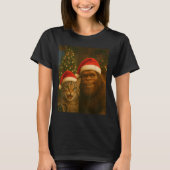 T-shirt Funny Cat Selfie With Bigfoot Christmas Sasquatch (Devant)