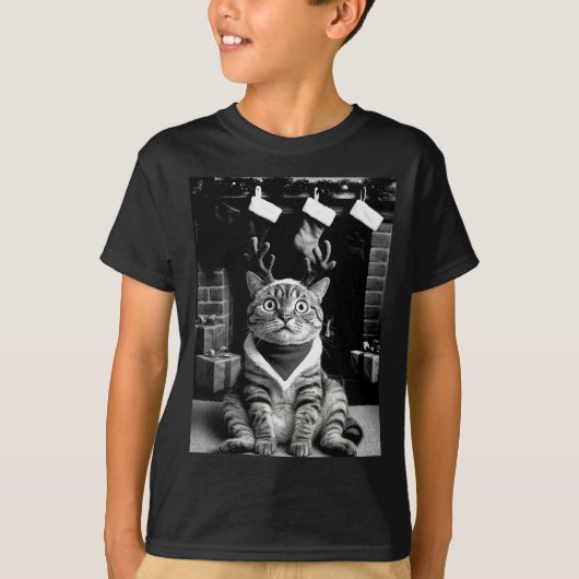 T-shirt Funny Cat Taking A Selfie Christmas Xmas Pajamas H (Devant)