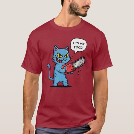T-shirt Funny Cat with Chainsaw (Devant)