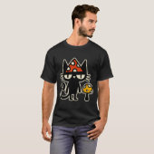T-shirt Funny Cat With Mushroom Hat Black Cat With Toadsto (Devant entier)