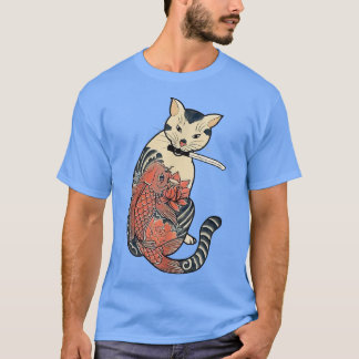 T-shirt Funny Cats chat japonais Samurai Cat japonais Art 
