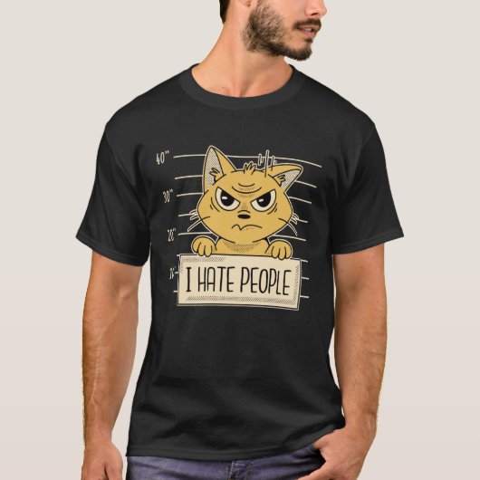 T-shirt Funny, Cats I Hate People, Cat Lovers (Devant)