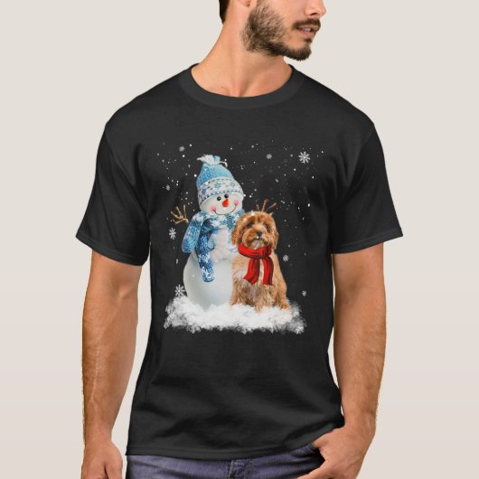 T-shirt Funny Cavoodle Noël Snowman Noël Pyjama (Devant)