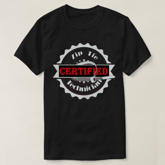 T-shirt Funny Certified Zip Cravate Technicien Mécanicien  (Design devant)