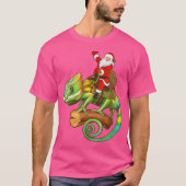 T-shirt Funny Chameleon Lover Père Noël équitation Chamele (Devant)
