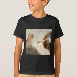 T-shirt Funny Chat Dieu Création D'Adam Mème Jésus