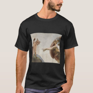 T-shirt Funny Chat Dieu Création De Mème Adam Michelangelo