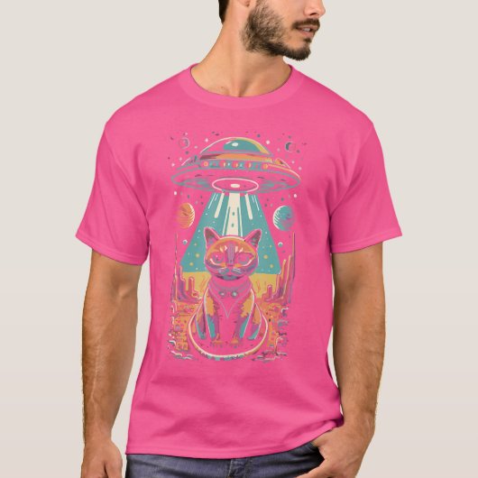 T-shirt Funny Chat Galaxy Ca Alien Cat Ufo (Devant)