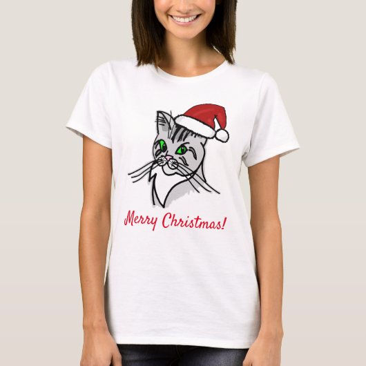 T-shirt Funny Chat Joyeux Noël personnalisable (Devant)
