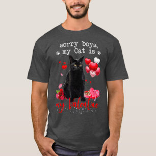 T-shirt Funny Chat Noir Désolé Garçon Mon Chat Est Mon Val