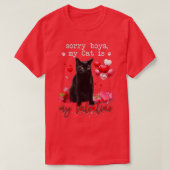 T-shirt Funny Chat Noir Désolé Garçon Mon Chat Est Mon Val (Design devant)