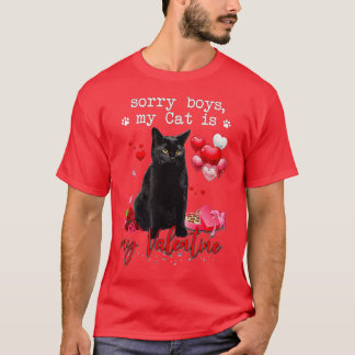 T-shirt Funny Chat Noir Désolé Garçon Mon Chat Est Mon Val