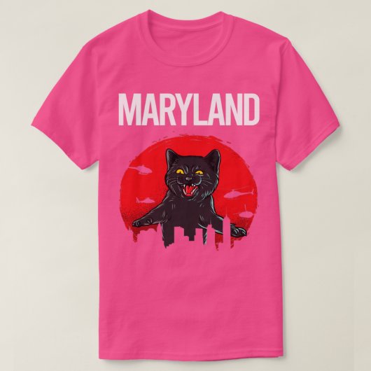 T-shirt Funny Chat noir Maryland (Design devant)