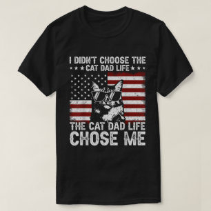 T-shirt Funny Chat Papa Vie Patriotique USA Chat Chemise