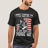 T-shirt Funny Chat Papa Vie Patriotique USA Chat Chemise (Devant)