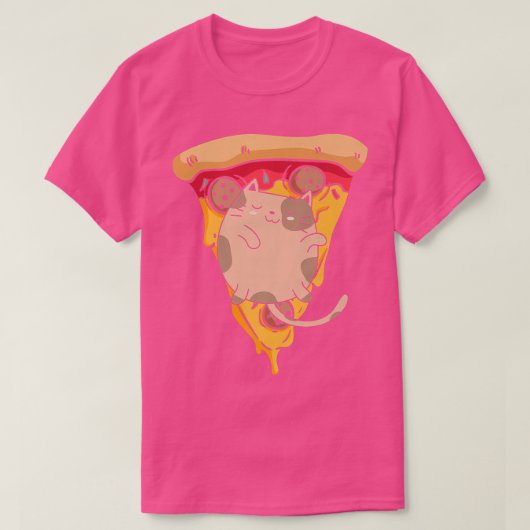 T-shirt Funny Chat Pizza  (Design devant)
