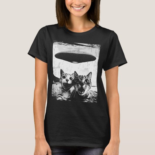 T-shirt Funny Chat Selfie UFO Amoureux des chats bizarre (Devant)