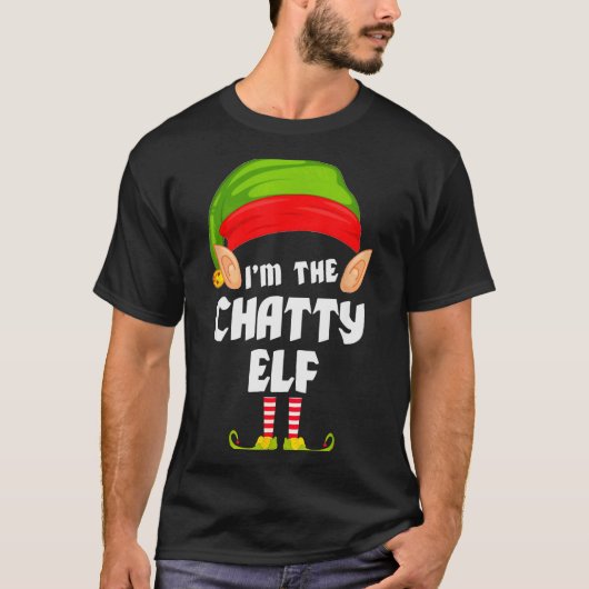 T-shirt Funny Chatty Elf Matching Family Group Pj Christma (Devant)