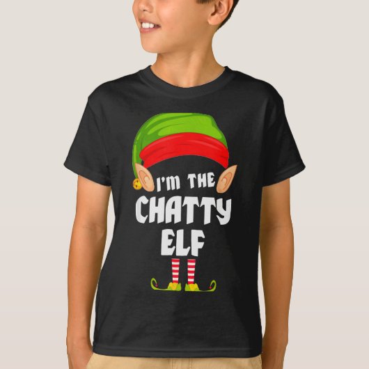 T-shirt Funny Chatty Elf Matching Family Group Pj Christma (Devant)